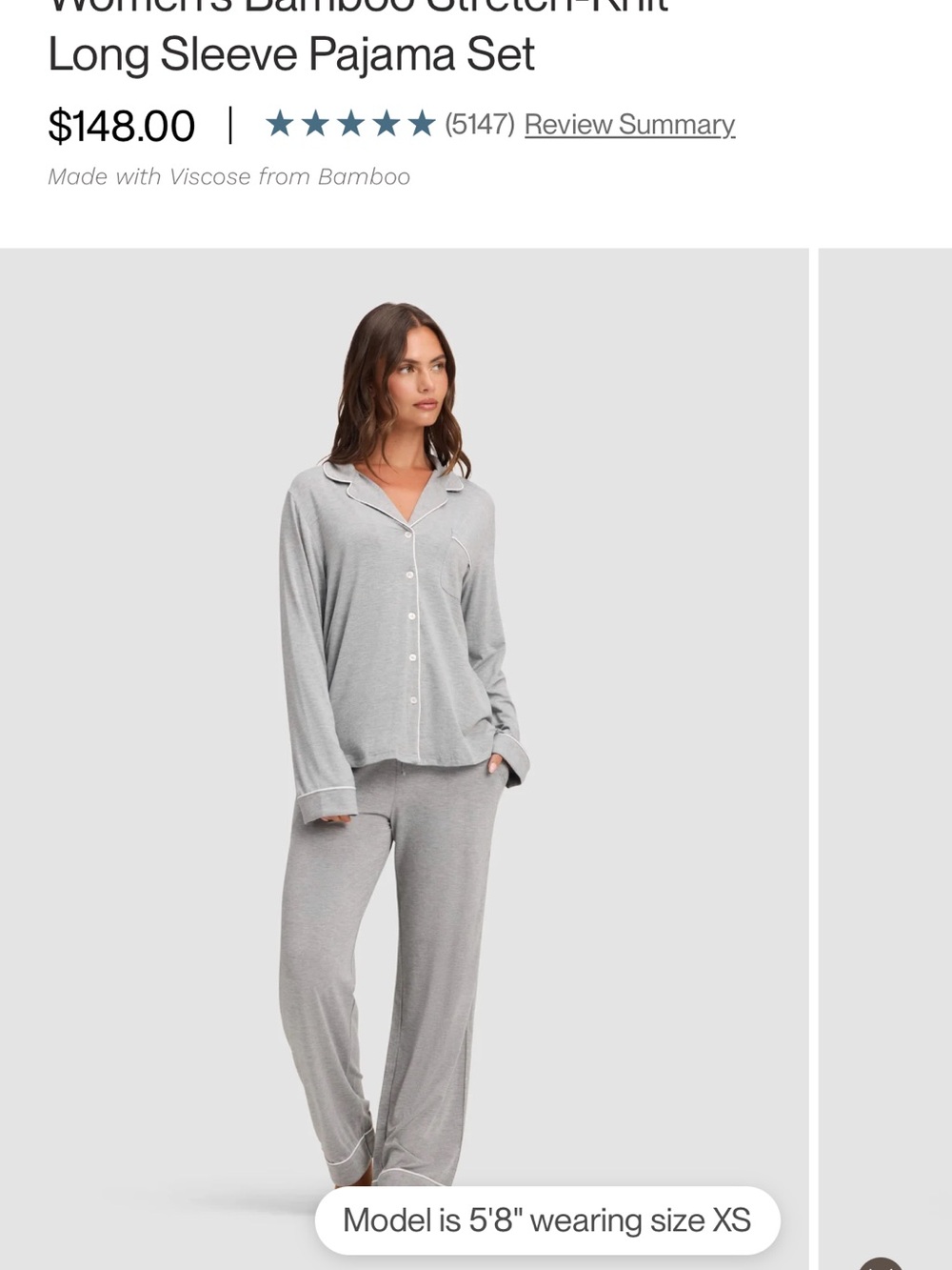 Cozy Earth grey Bamboo-Blend Pajama Shirt
